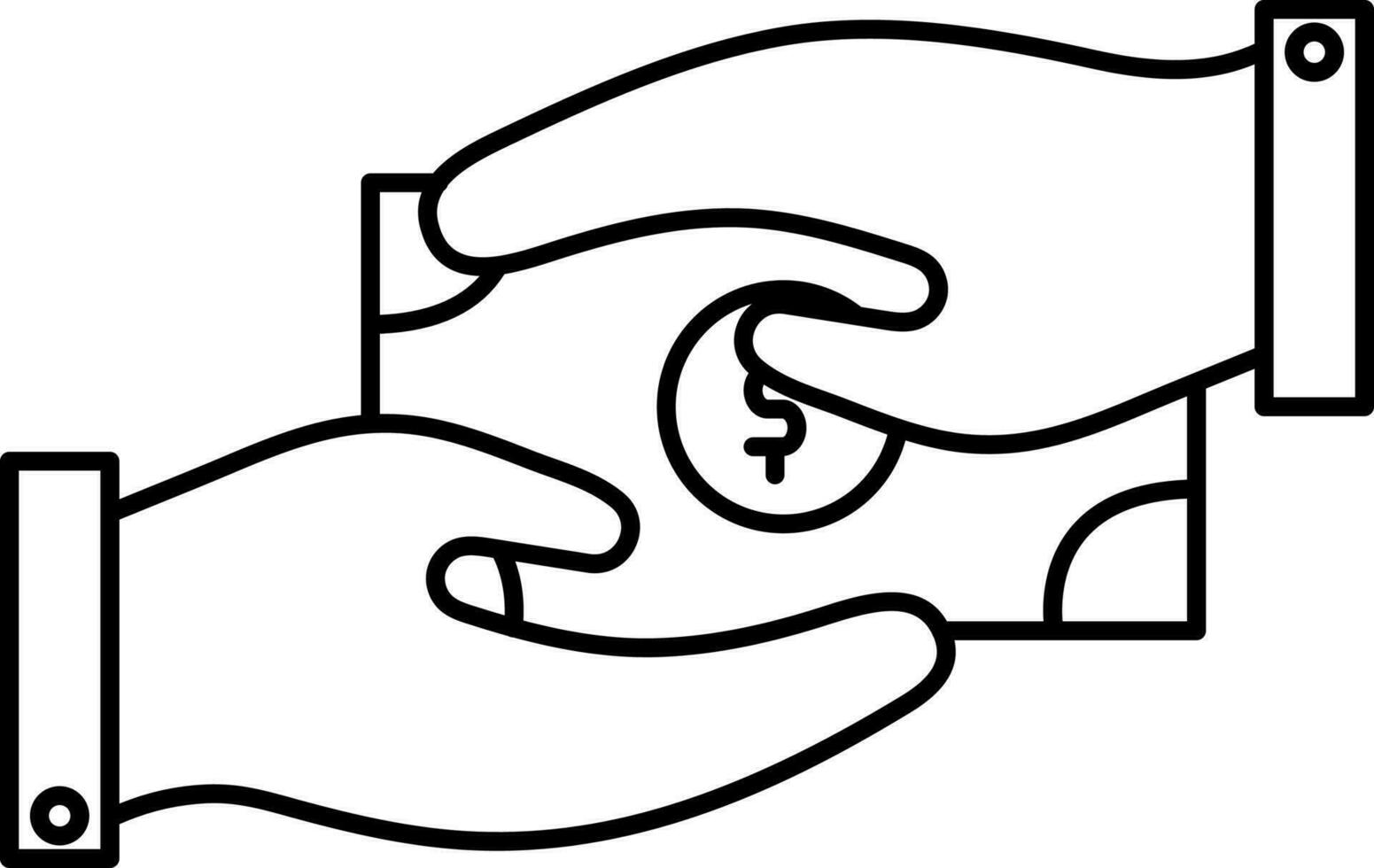 Line art illustration of cash payment icon. vector