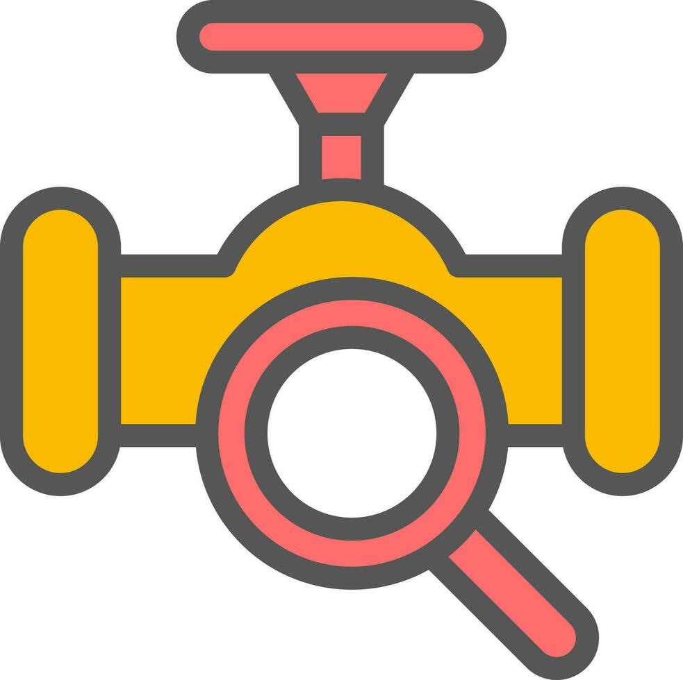 Checking main pipeline icon in red and yellow color. vector