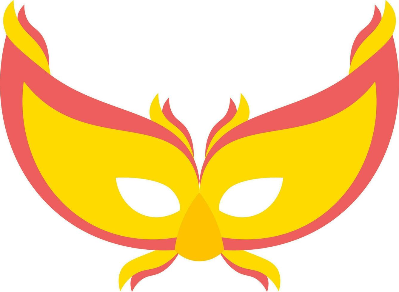 Yellow and red masquerade mask icon in flat style. vector