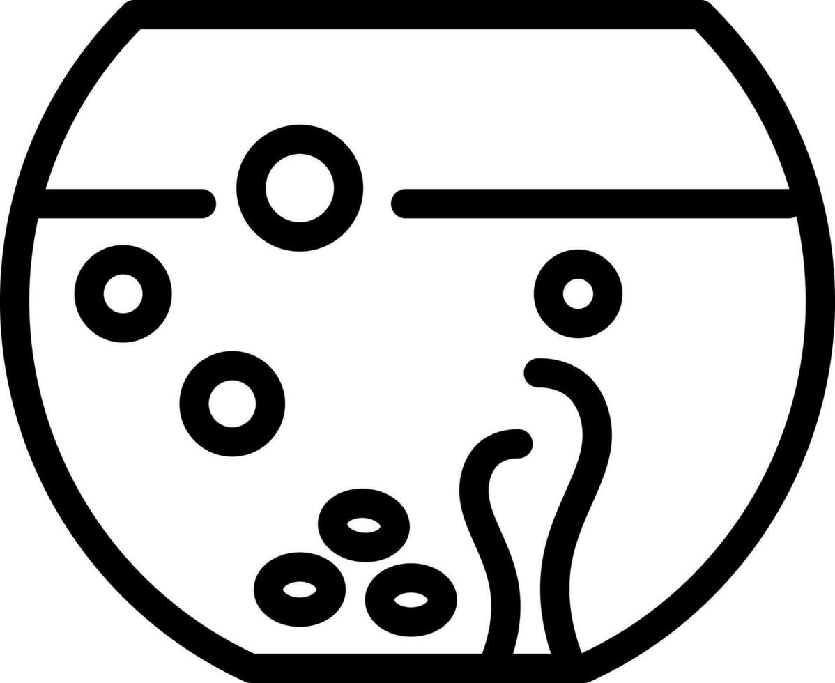 Empty aquarium icon in line art. vector