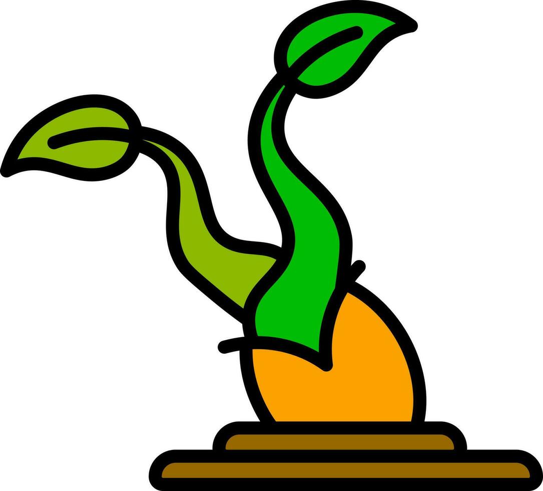 Germination plant icon in orange and green color. vector