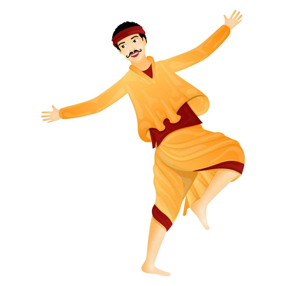 Dancing man character on white background. vector