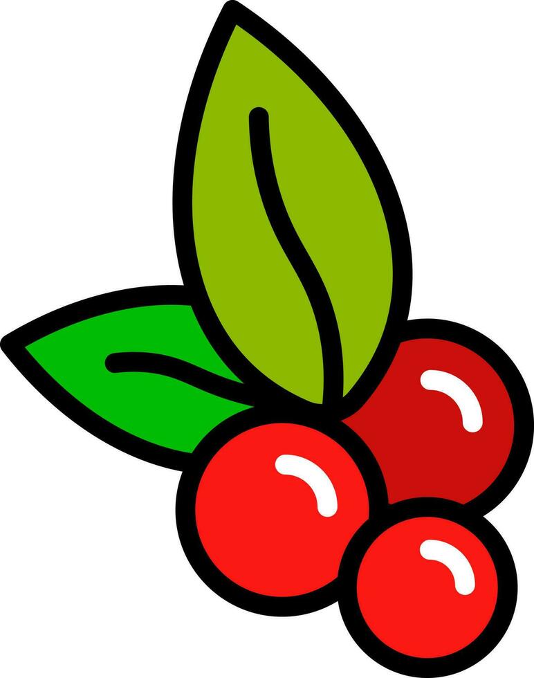 bayas con hojas icono en verde y rojo color. vector