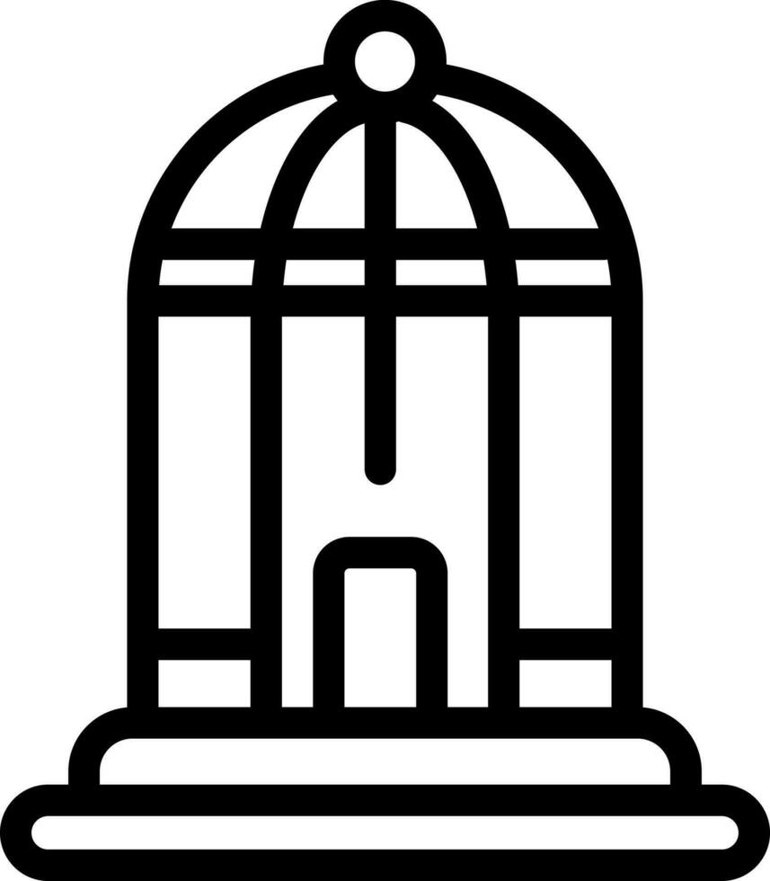 Line art illustration of bird cage flat icon. vector