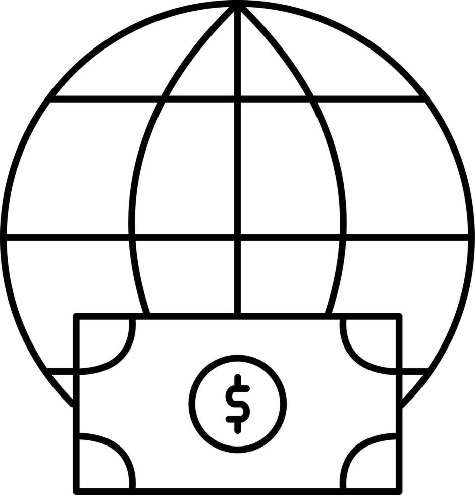 Delgado línea icono de globo con nota. vector