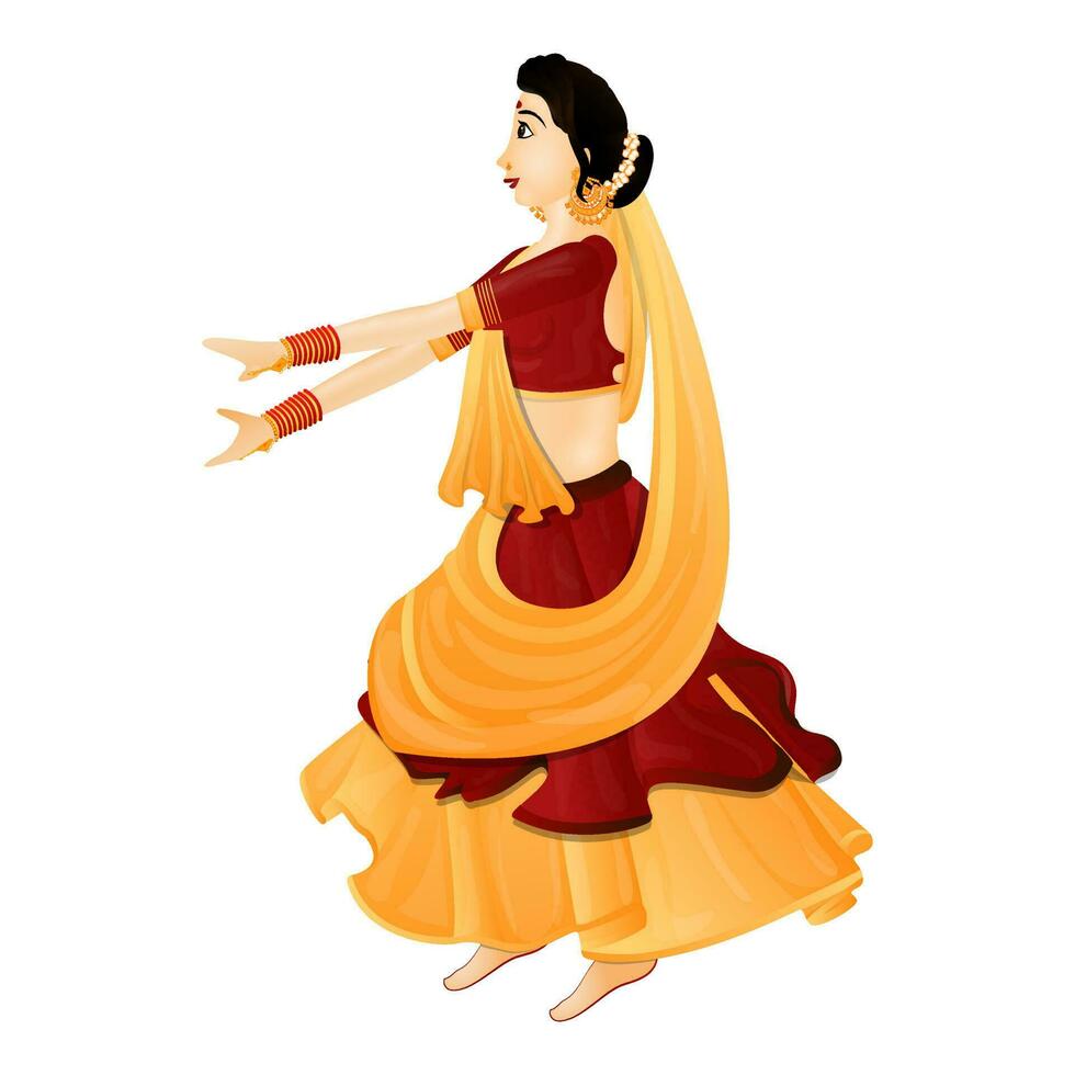 Beautiful lady character in traditional indian clothing. vector