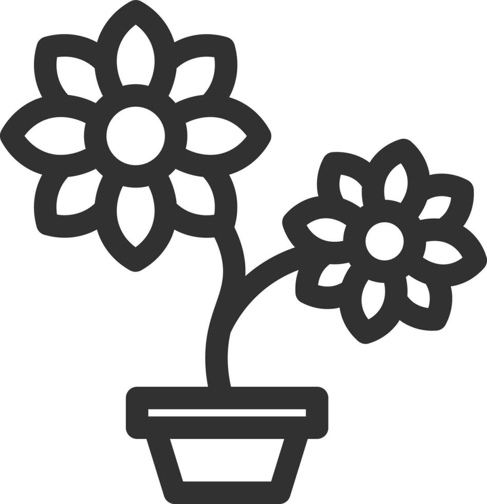 Black line art illustration of flower plant icon. vector