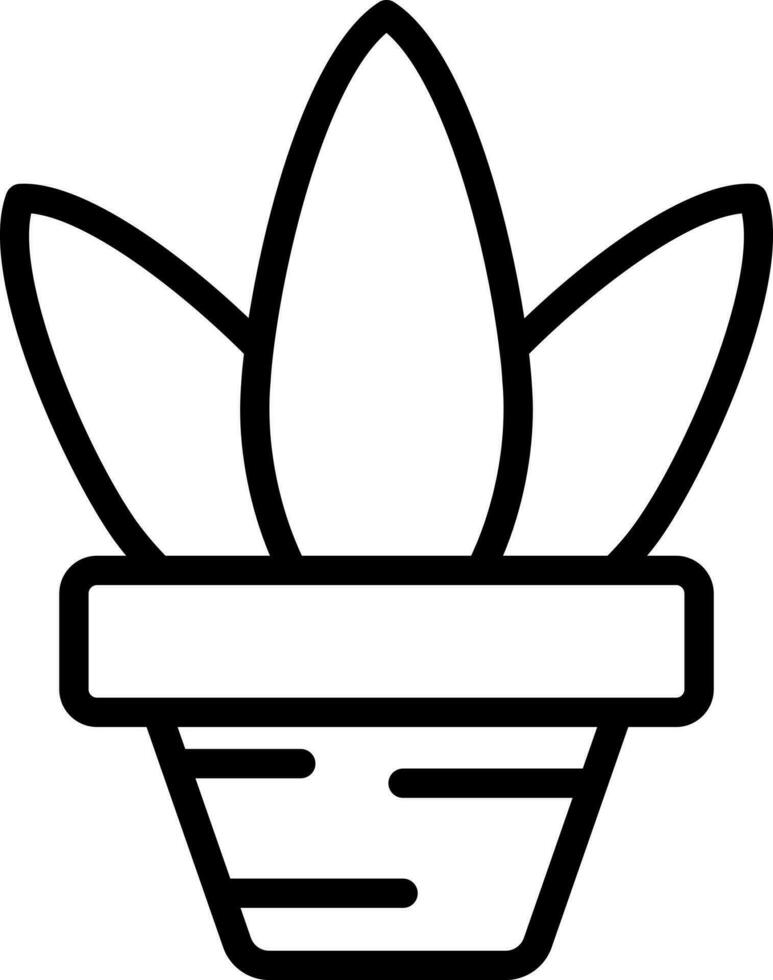 Line art aloe vera plant icon in flat style. vector