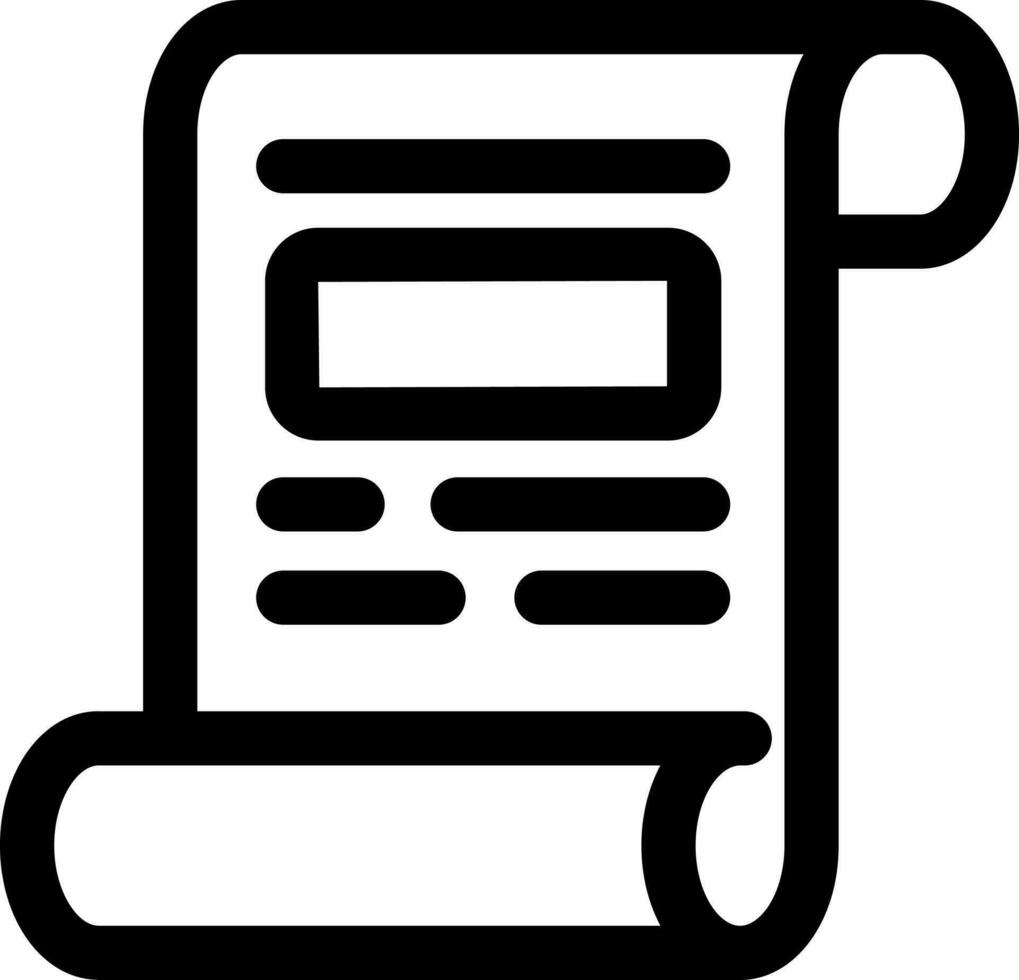 Scroll paper icon in black line art. vector
