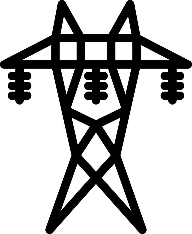 Electric tower icon in line art. vector