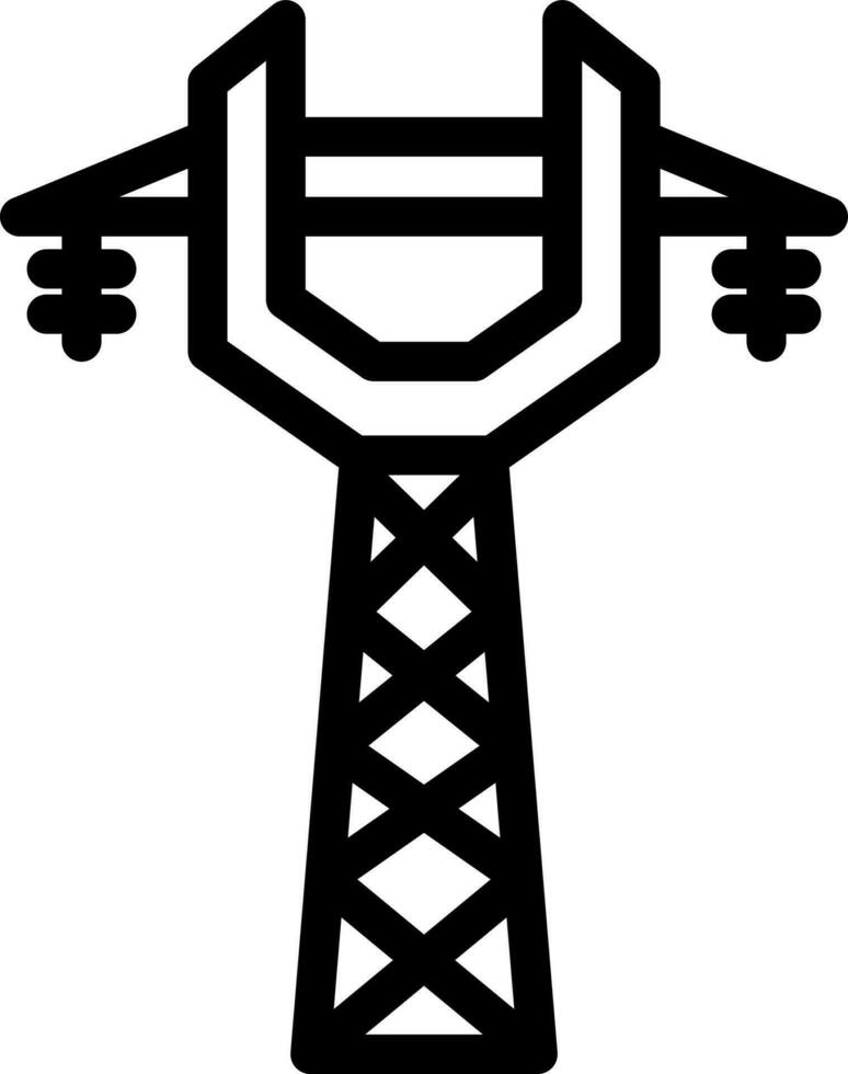 Electric pylon icon in line art. vector