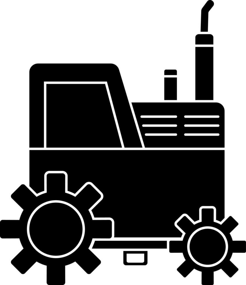 negro y blanco tractor icono en plano estilo. vector