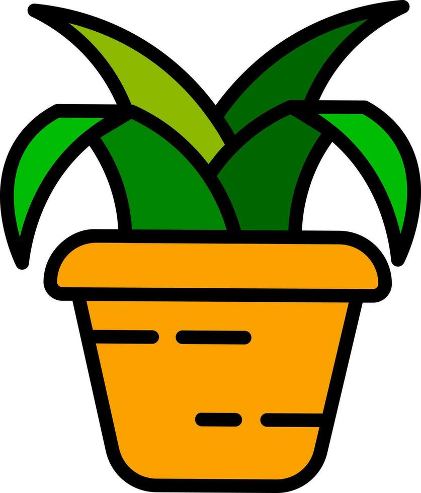 plano estilo áloe vera planta icono en verde y naranja color. vector