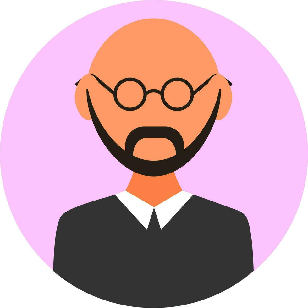 Illustration of Bald Man Wearing Eyeglasses icon. vector