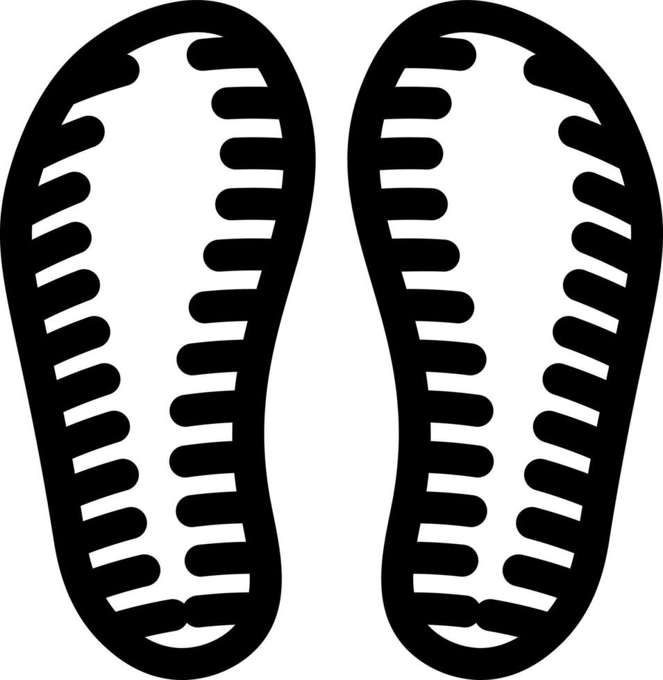 Shoes or slipper print icon in thin line art. vector