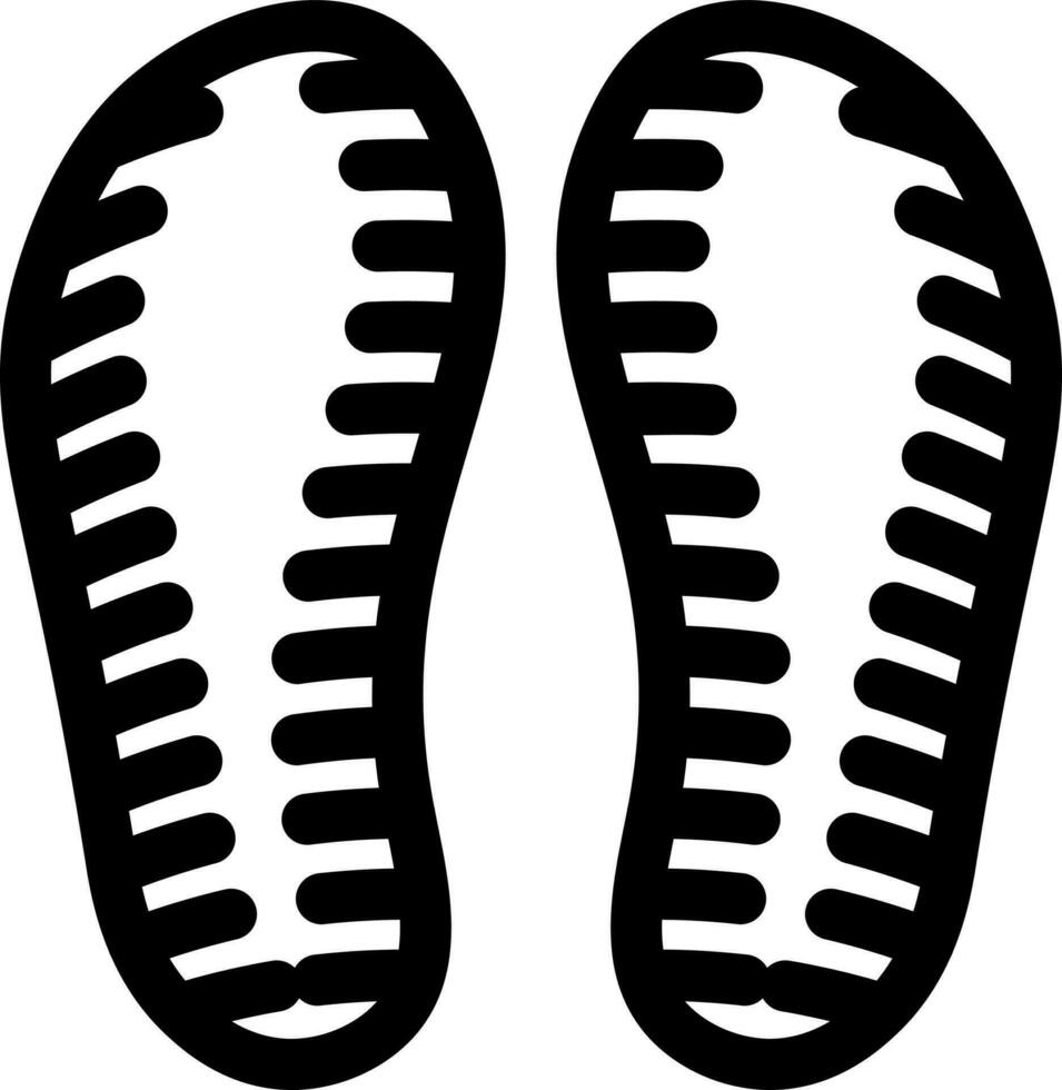 Shoes or slipper print icon in thin line art. vector