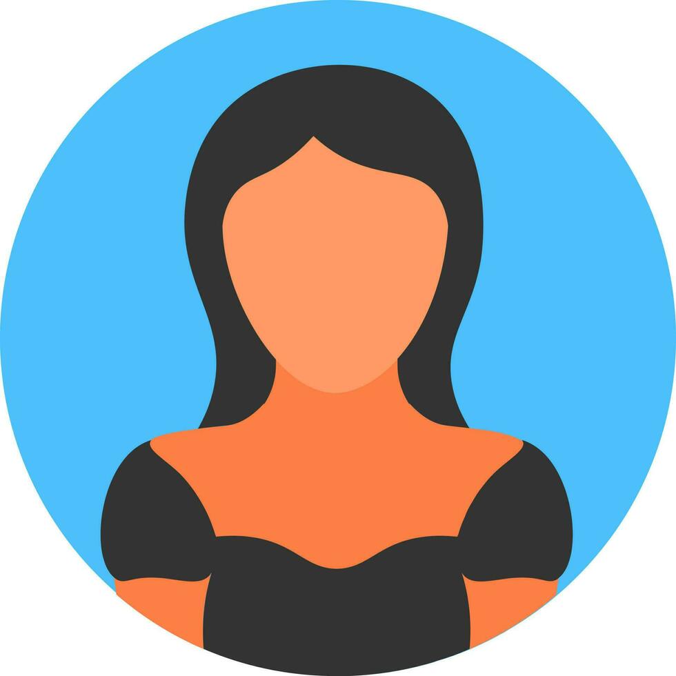 Faceless Woman Character icon in flat style. vector