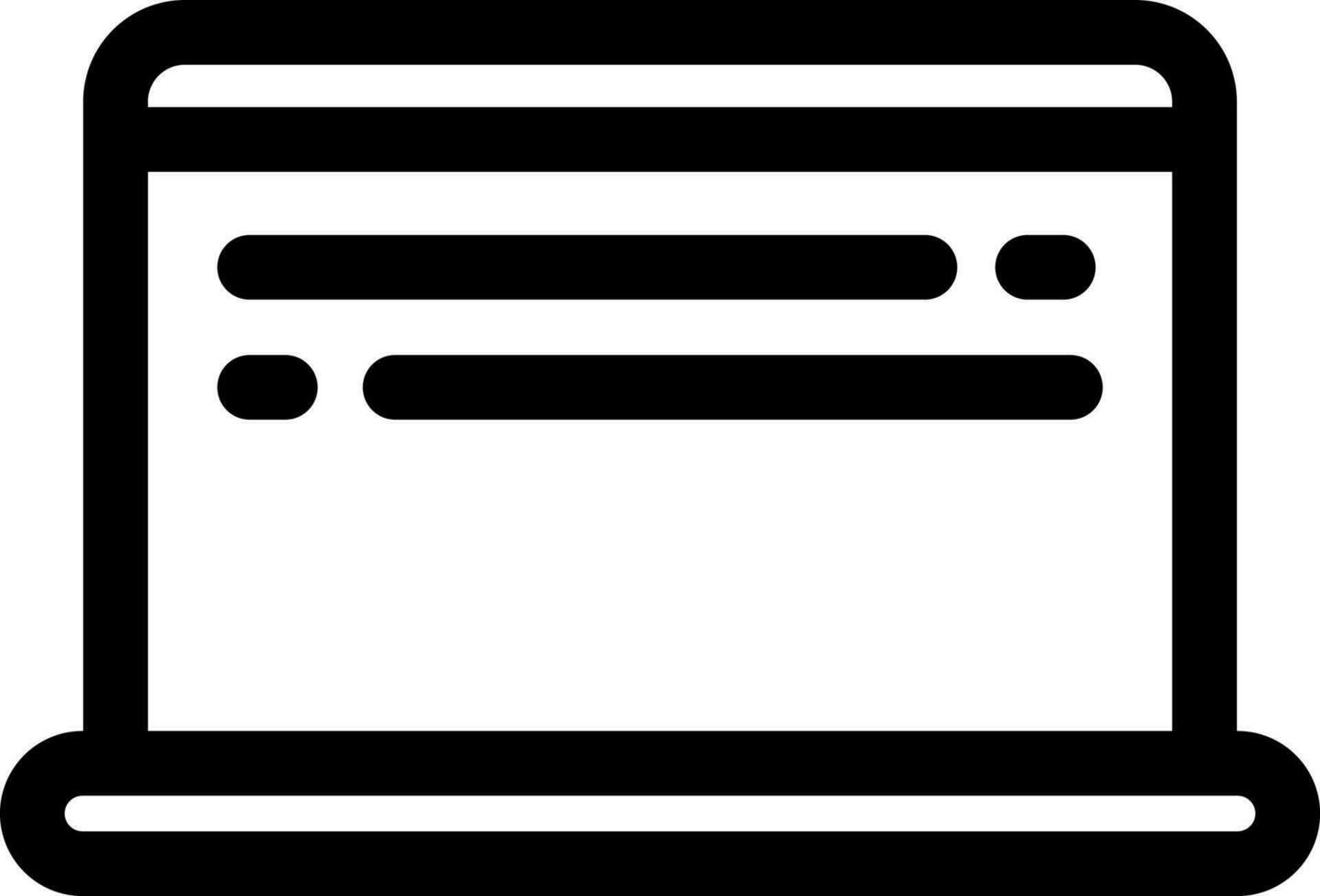 Line art Laptop icon in flat style. vector