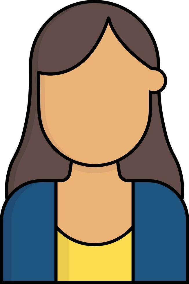 Faceless young woman character icon in flat style. vector