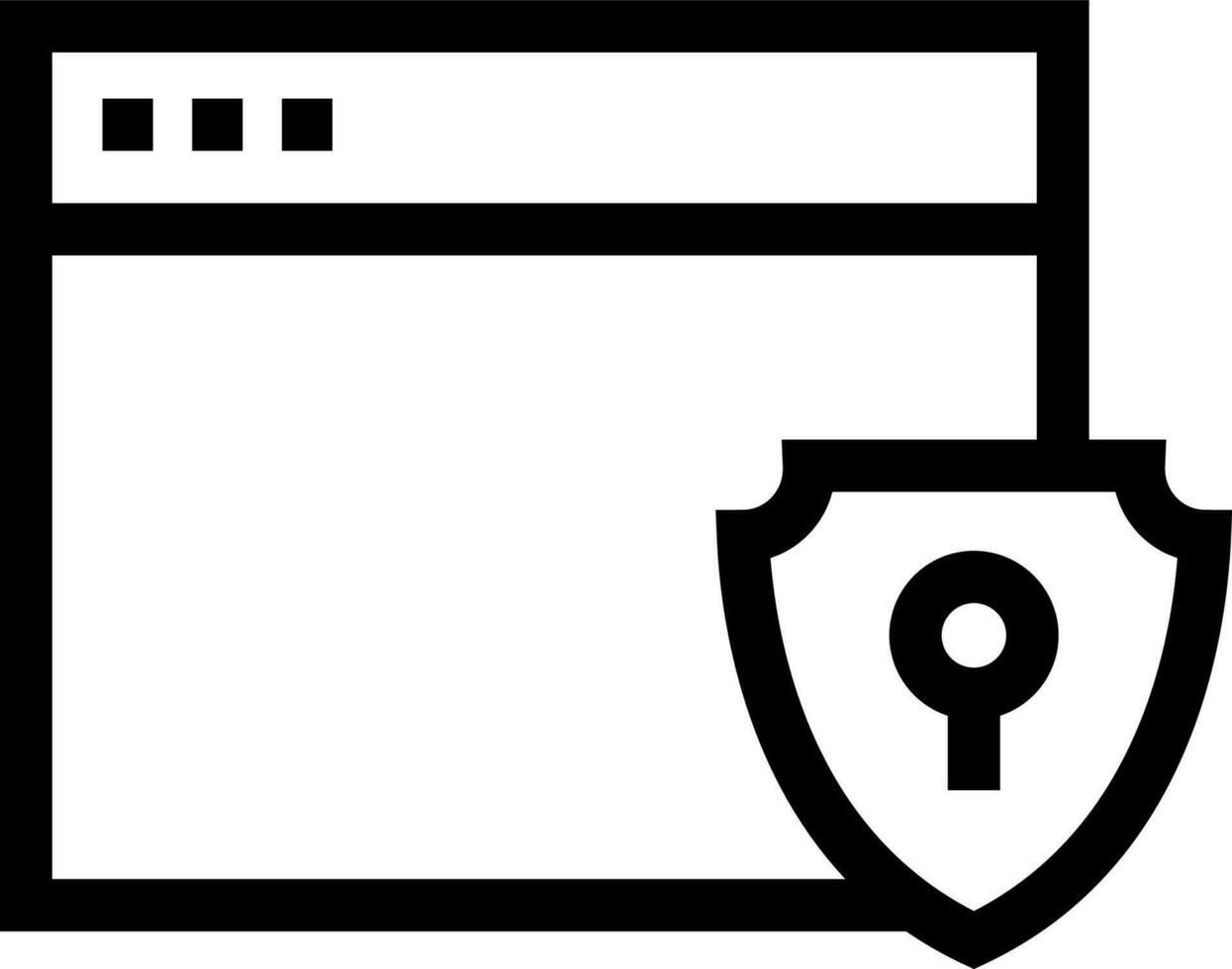 Browser lock or web security icon in line art. vector