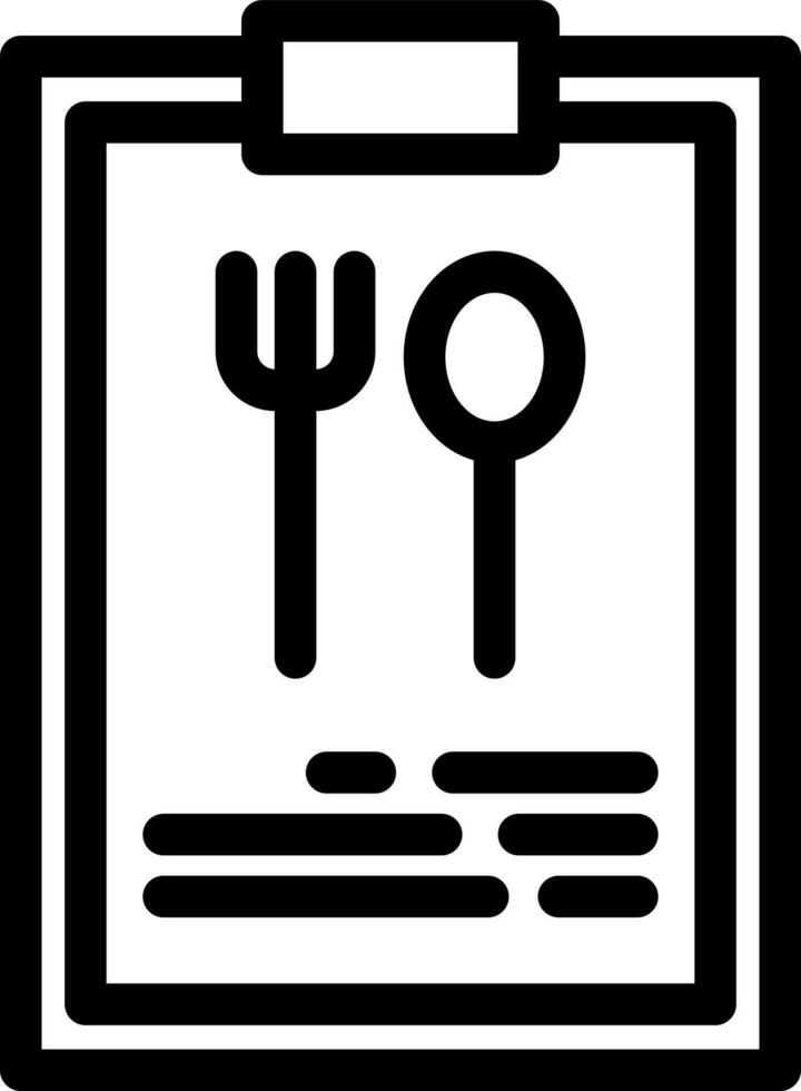 Black line art illustration of menu card icon. vector