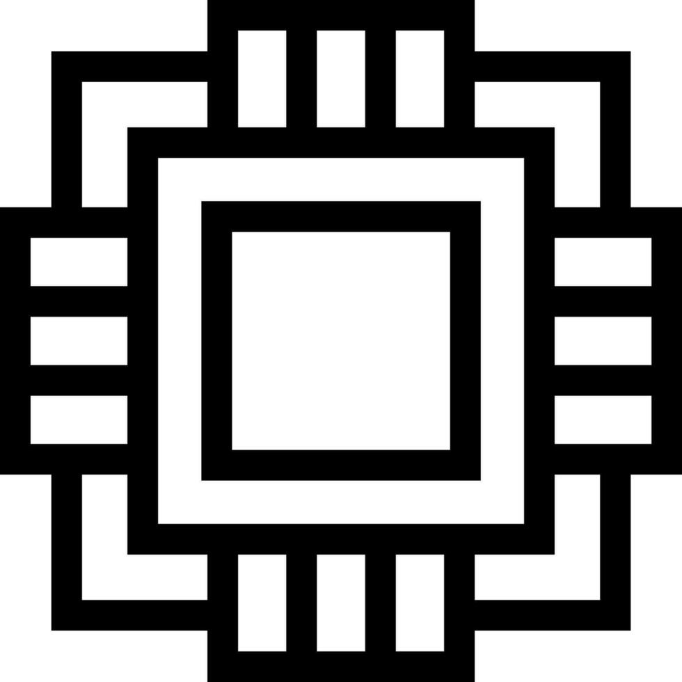 Line art illustration of microchip icon. vector