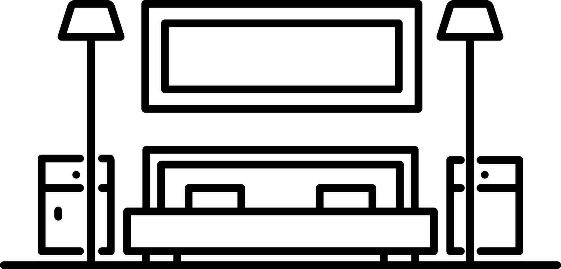 Living room icon in thin line art. vector