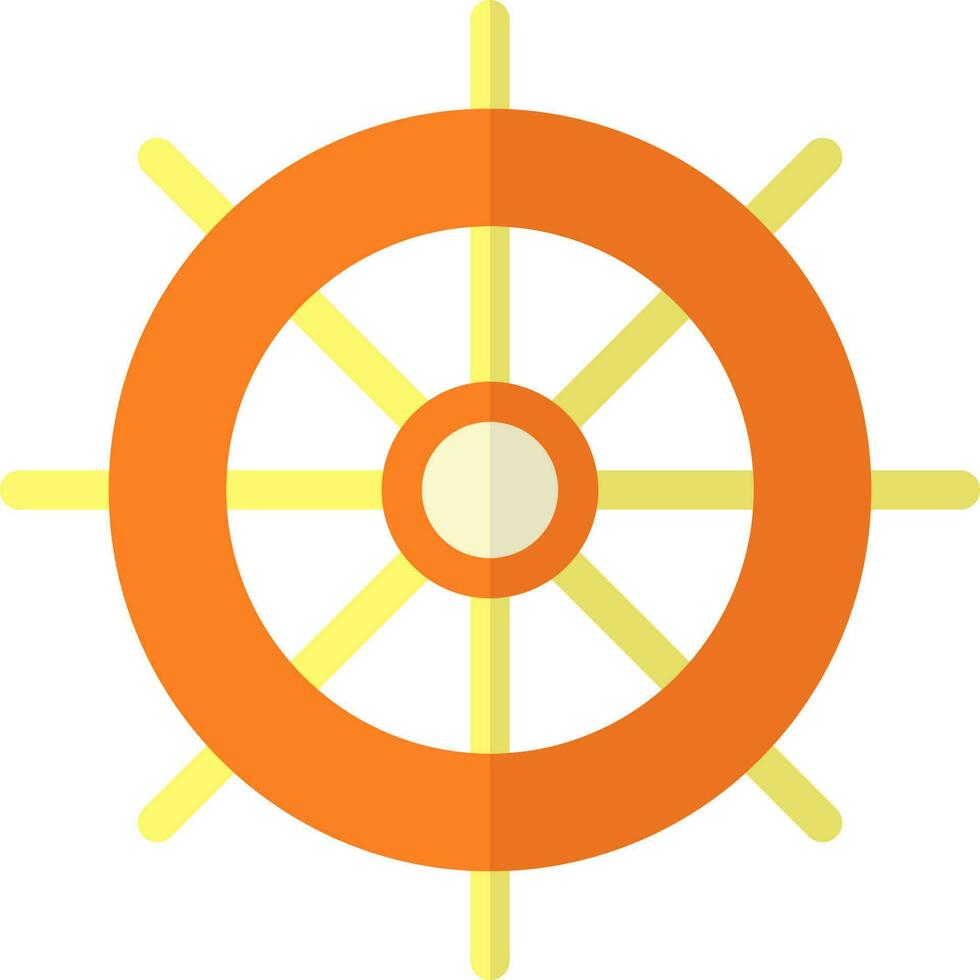 Dharma Chakra of Buddhism symbol in flat style. vector