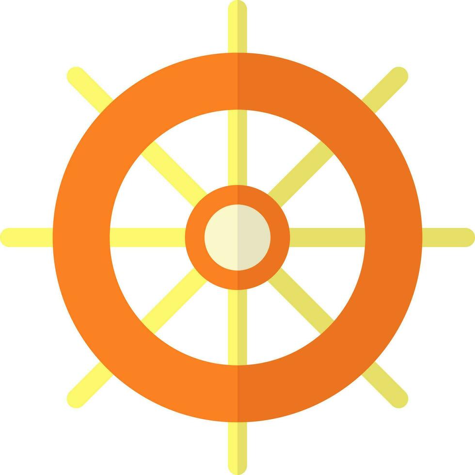 Dharma Chakra of Buddhism symbol in flat style. vector