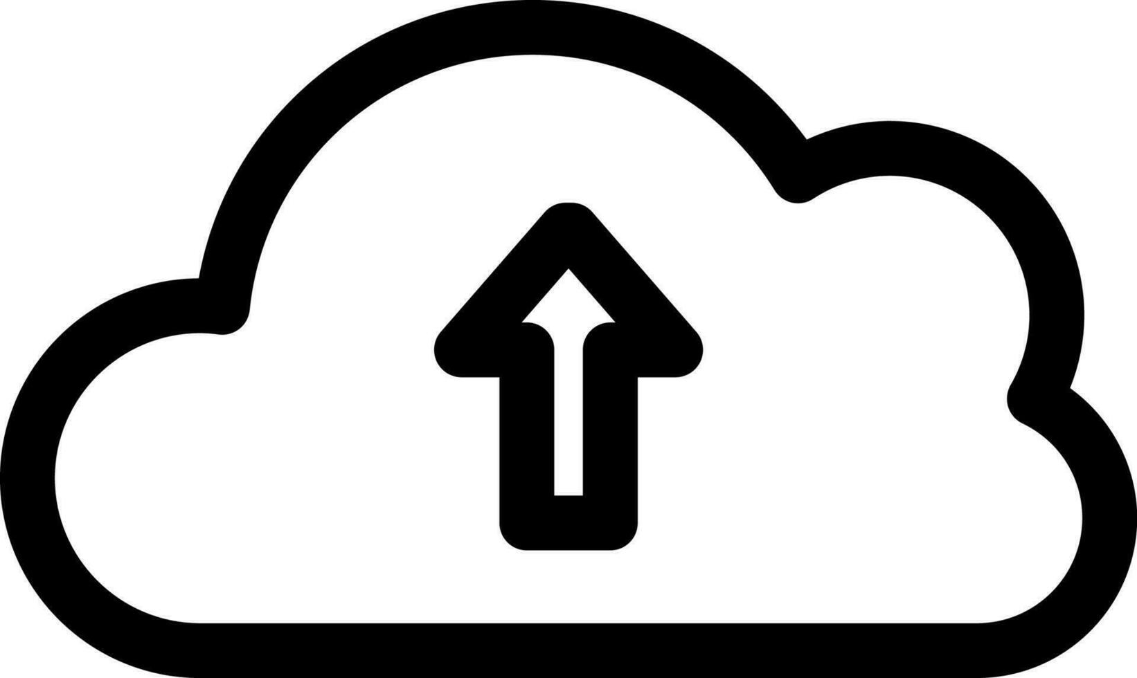 Cloud Upload icon in thin line art. vector