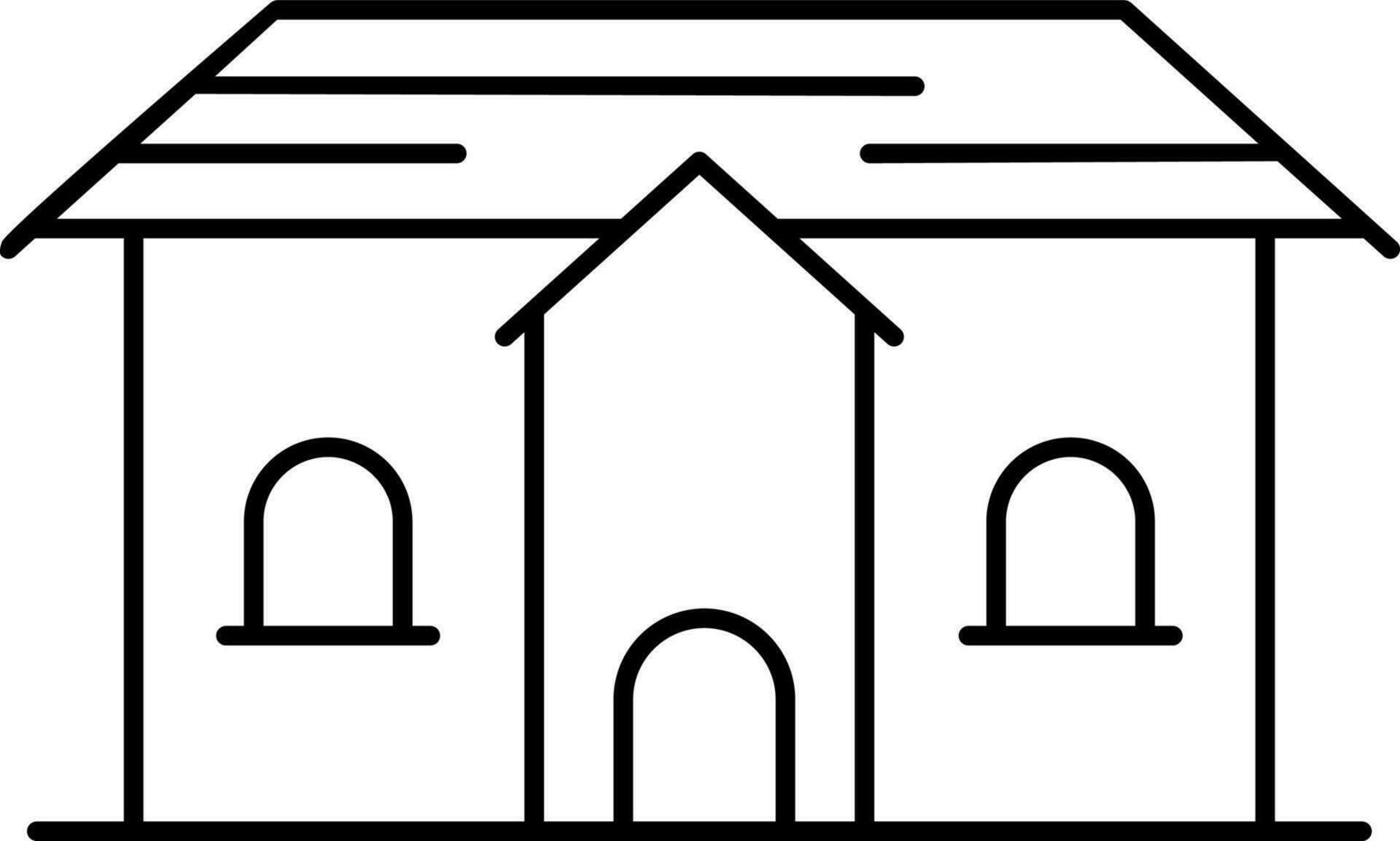 Illustration of home icon in black line art. vector