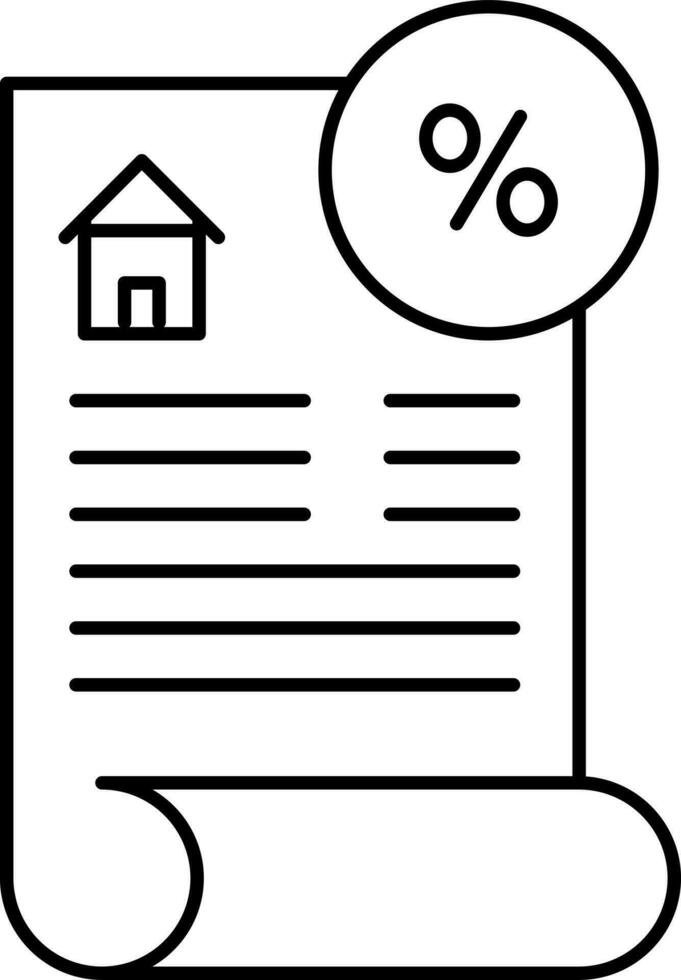 Mortgage loan icon in black line art. vector