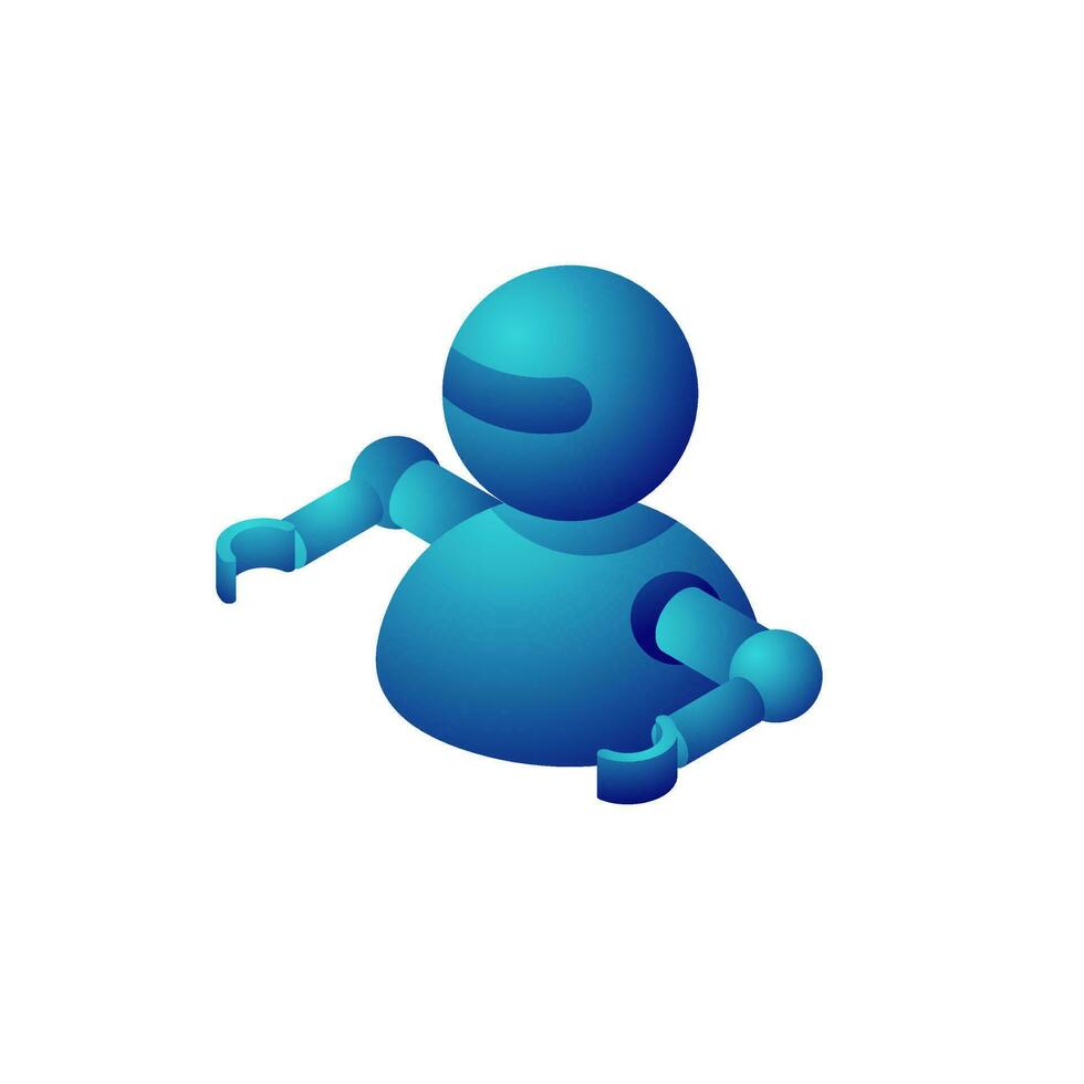 3D robot character isolated on whiote backlground. vector