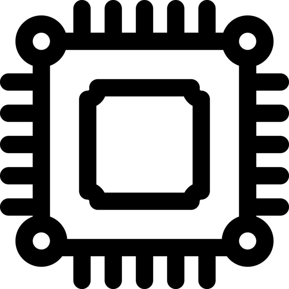 Line art Microchip icon in flat style. vector