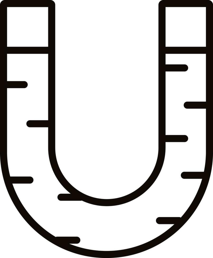 Magnet icon in thin line art. vector
