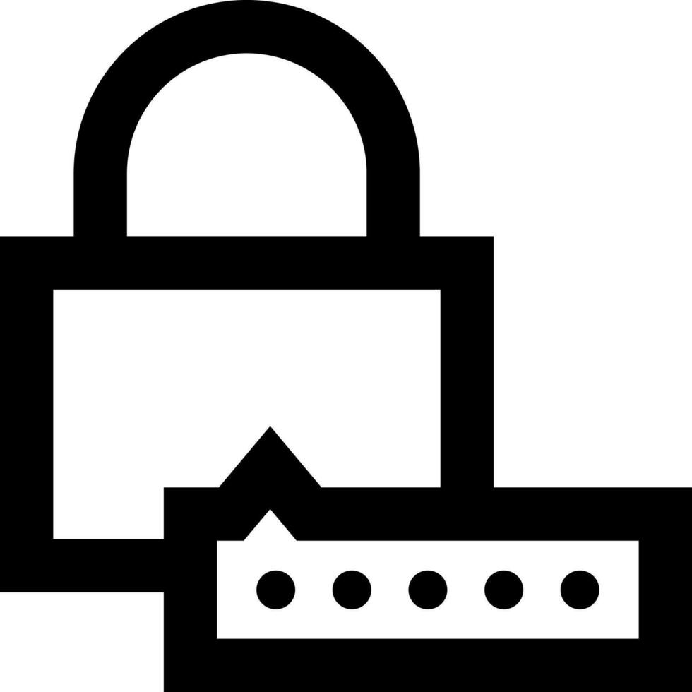 Password padlock icon or symbol in line art. vector