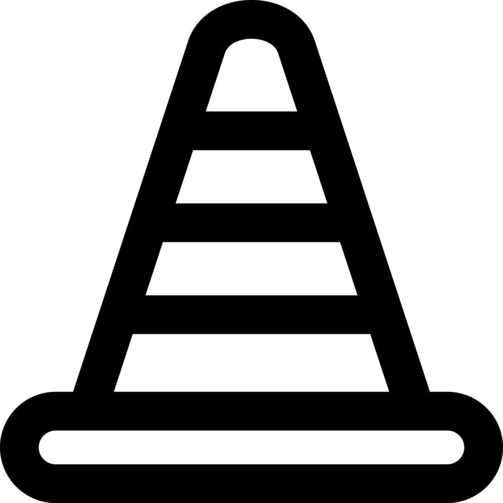 Isolated traffic cone icon in line art. vector