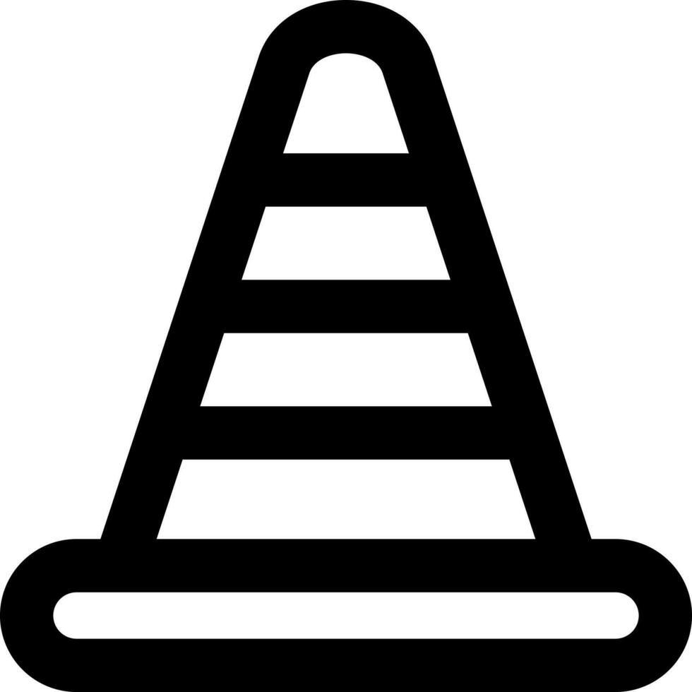 Isolated traffic cone icon in line art. vector