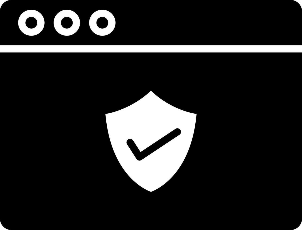 Approve security symbol on browser window icon. vector