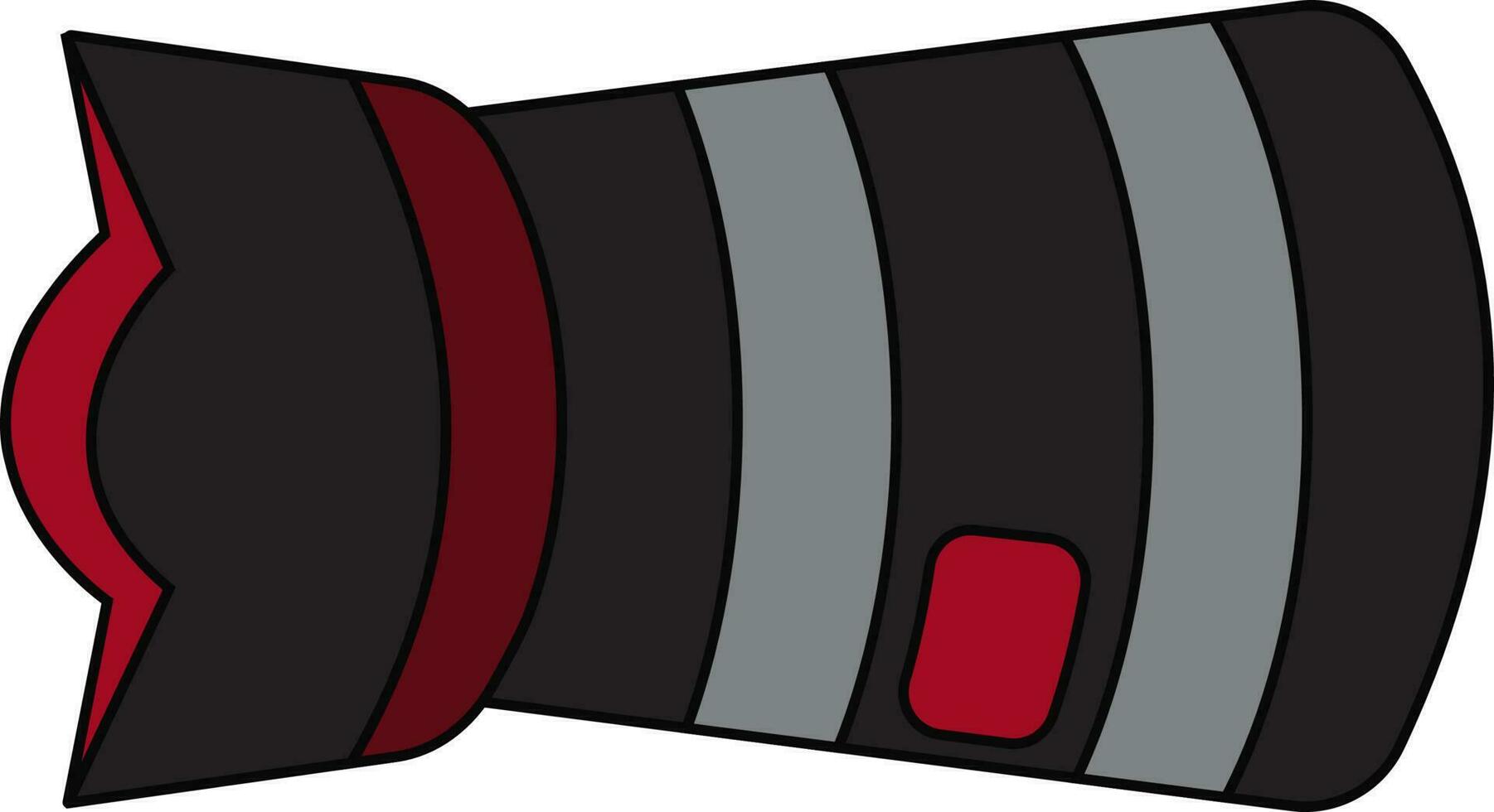 Black and grey professional camera lens. vector