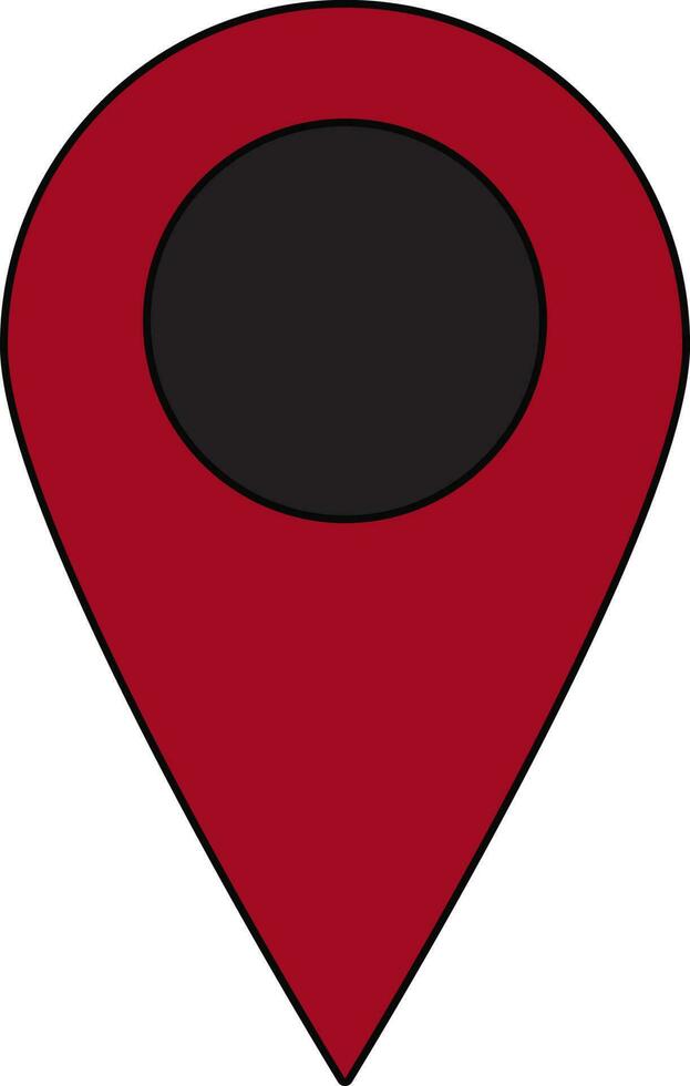 Blank map pointer in black and red color. vector
