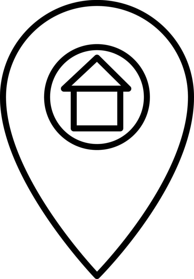 House location pointer icon in line art. vector