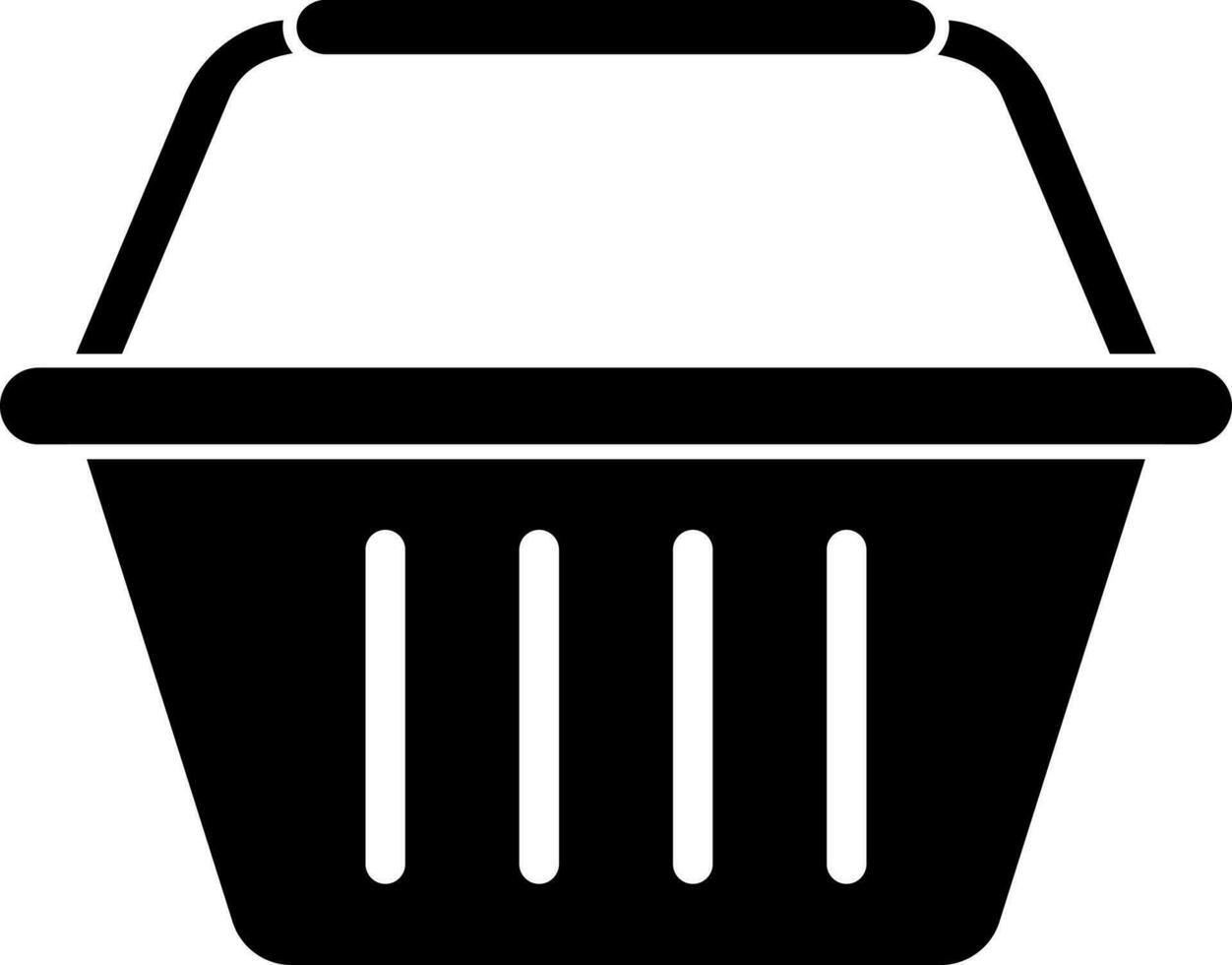 Black and White basket icon or symbol. vector