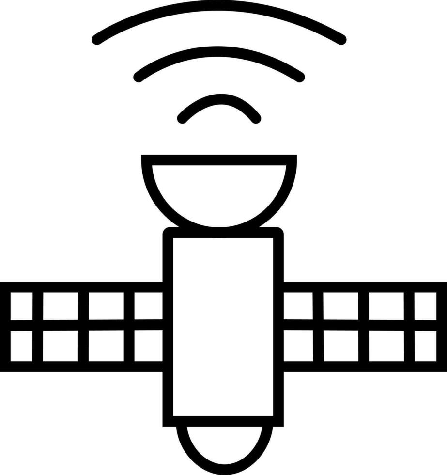 Vector illustration of satellite in thin line art.