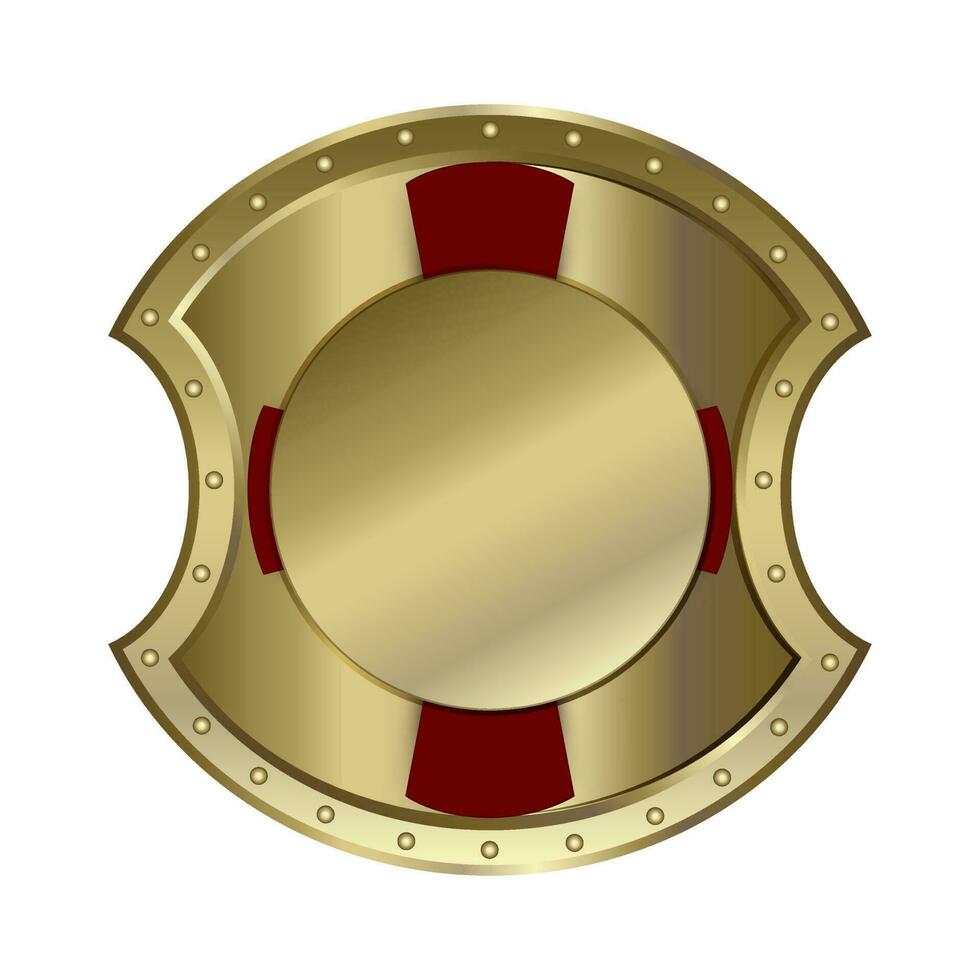 Illustration of a glossy golden shield. vector