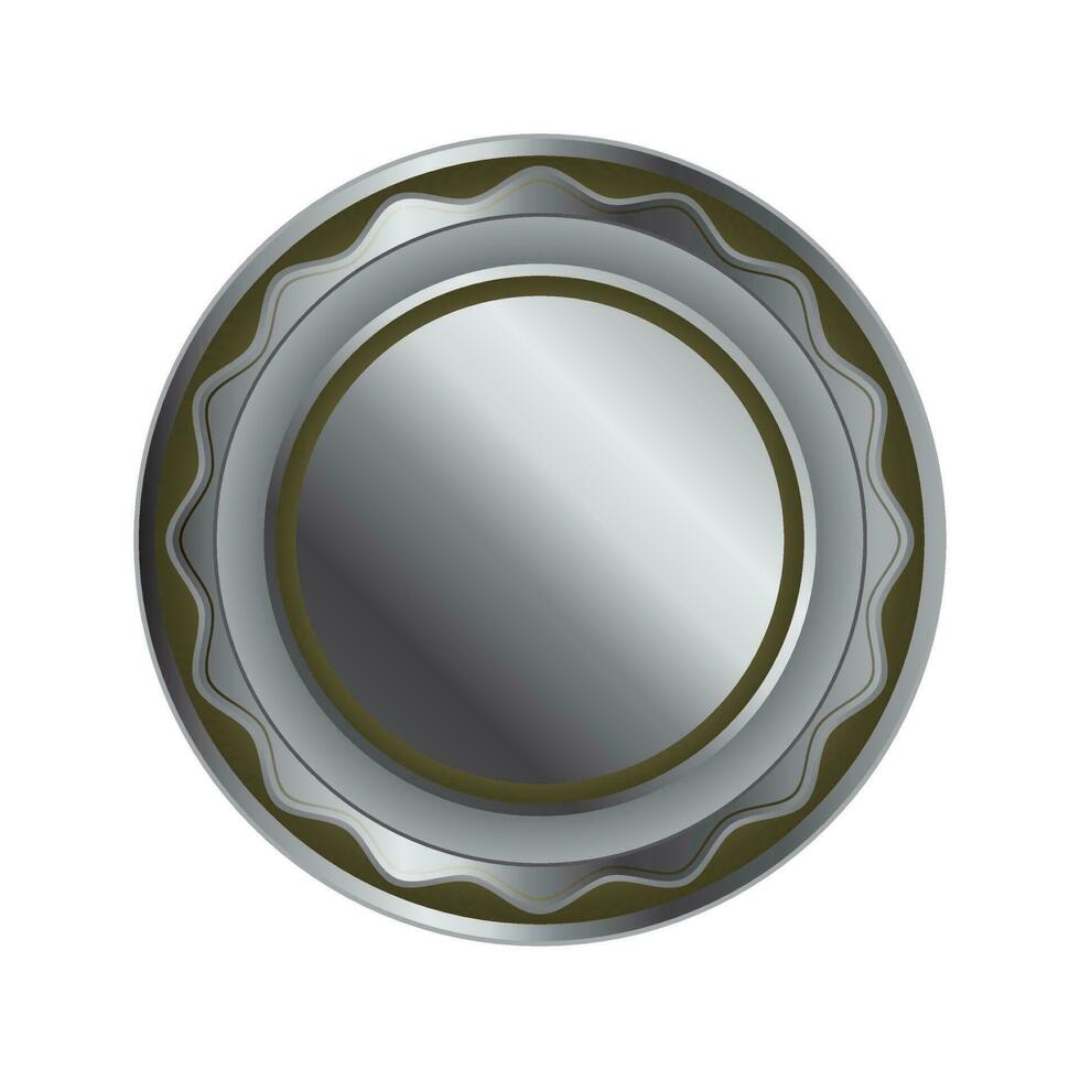 Glossy silver circular shield. vector