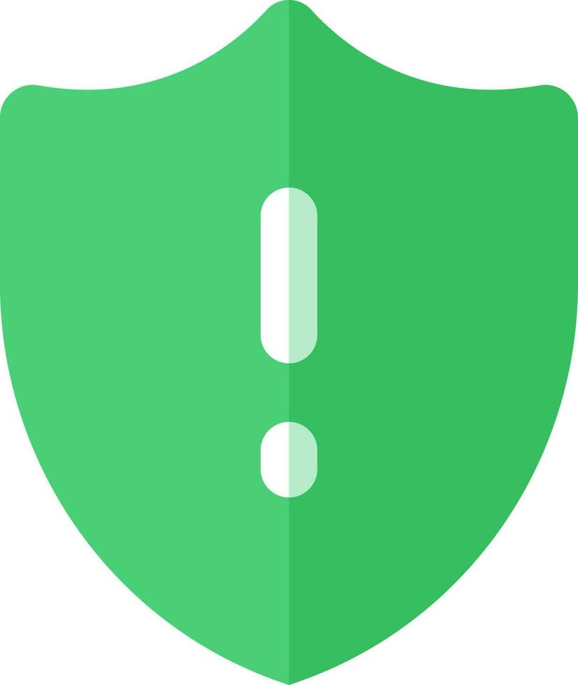 Warning security shield icon in green color. vector