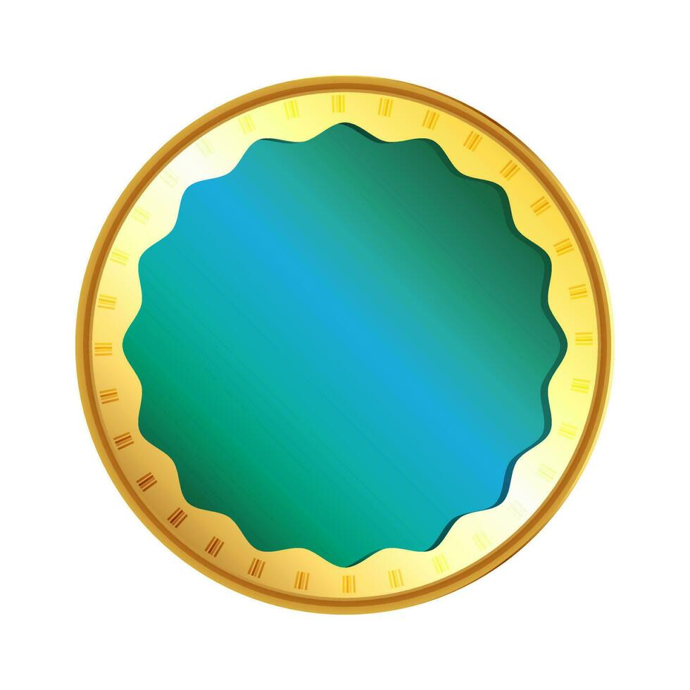 Shiny golden circular badge or stump. vector