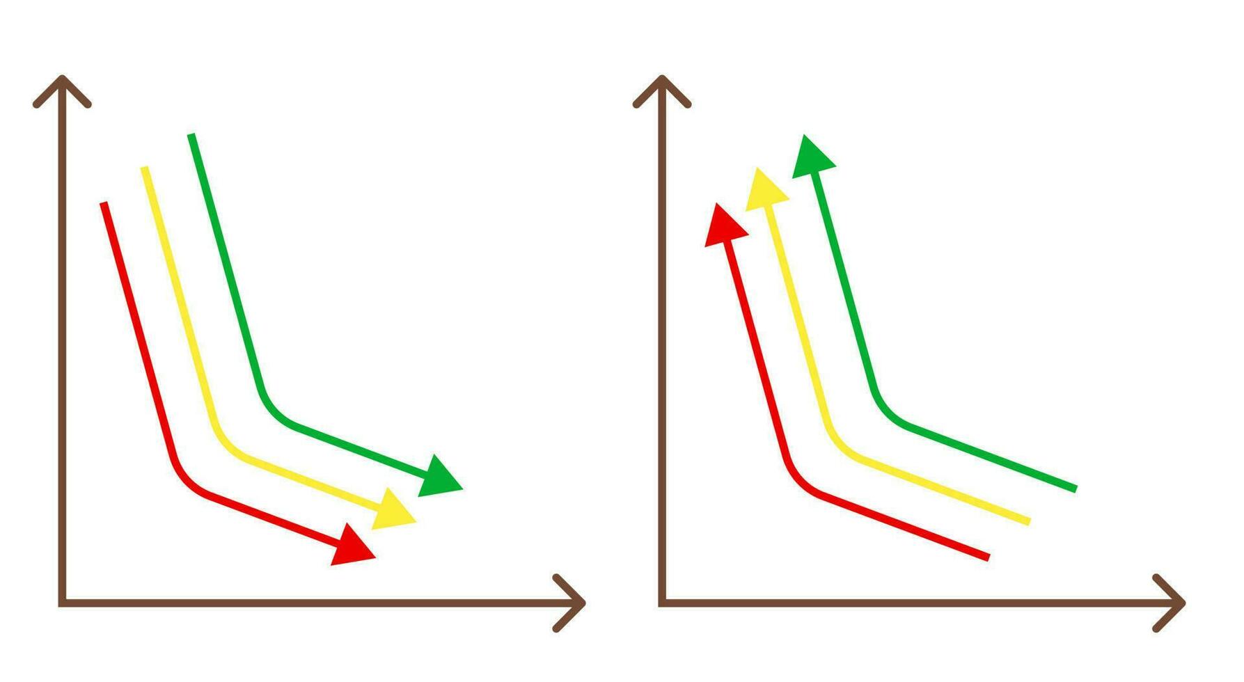 vector illustration of graph with arrow decoration style, free vector.