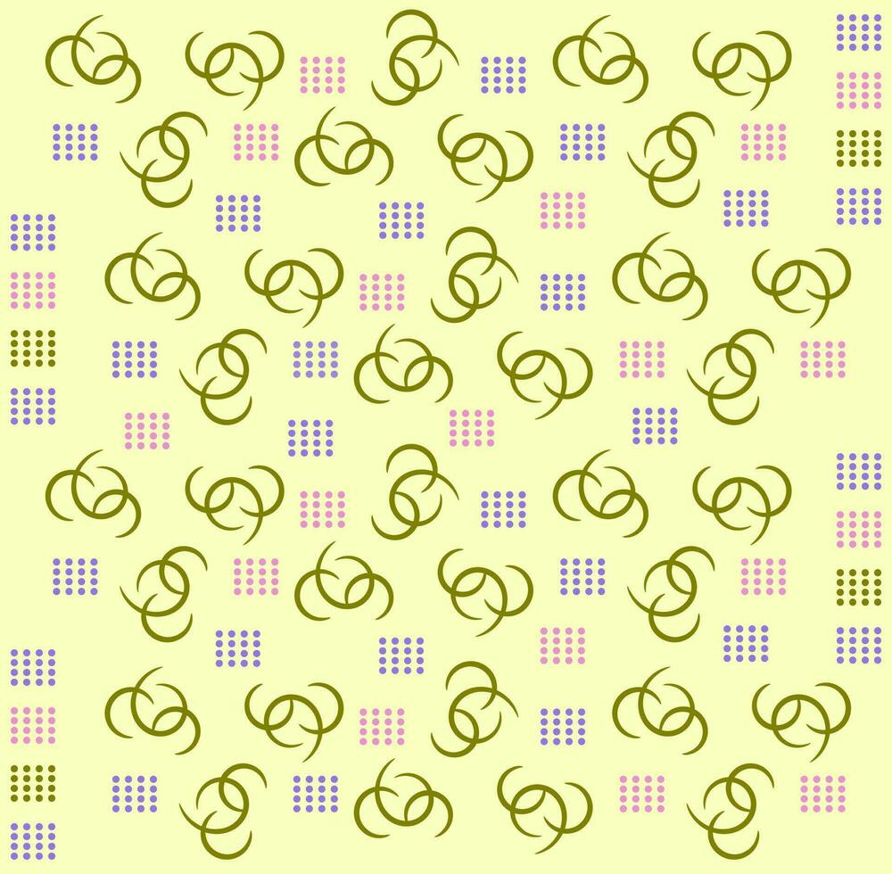 Abstract pattern three crescent shape with dots on the yellow background, vector illustration, decorative illustration, fit for wallpaper design and others.